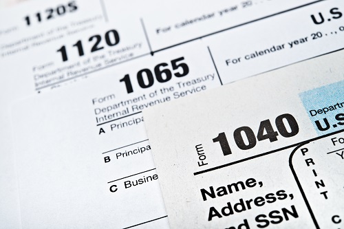 U.S. Income Tax Return forms 1040, 1065, 1120